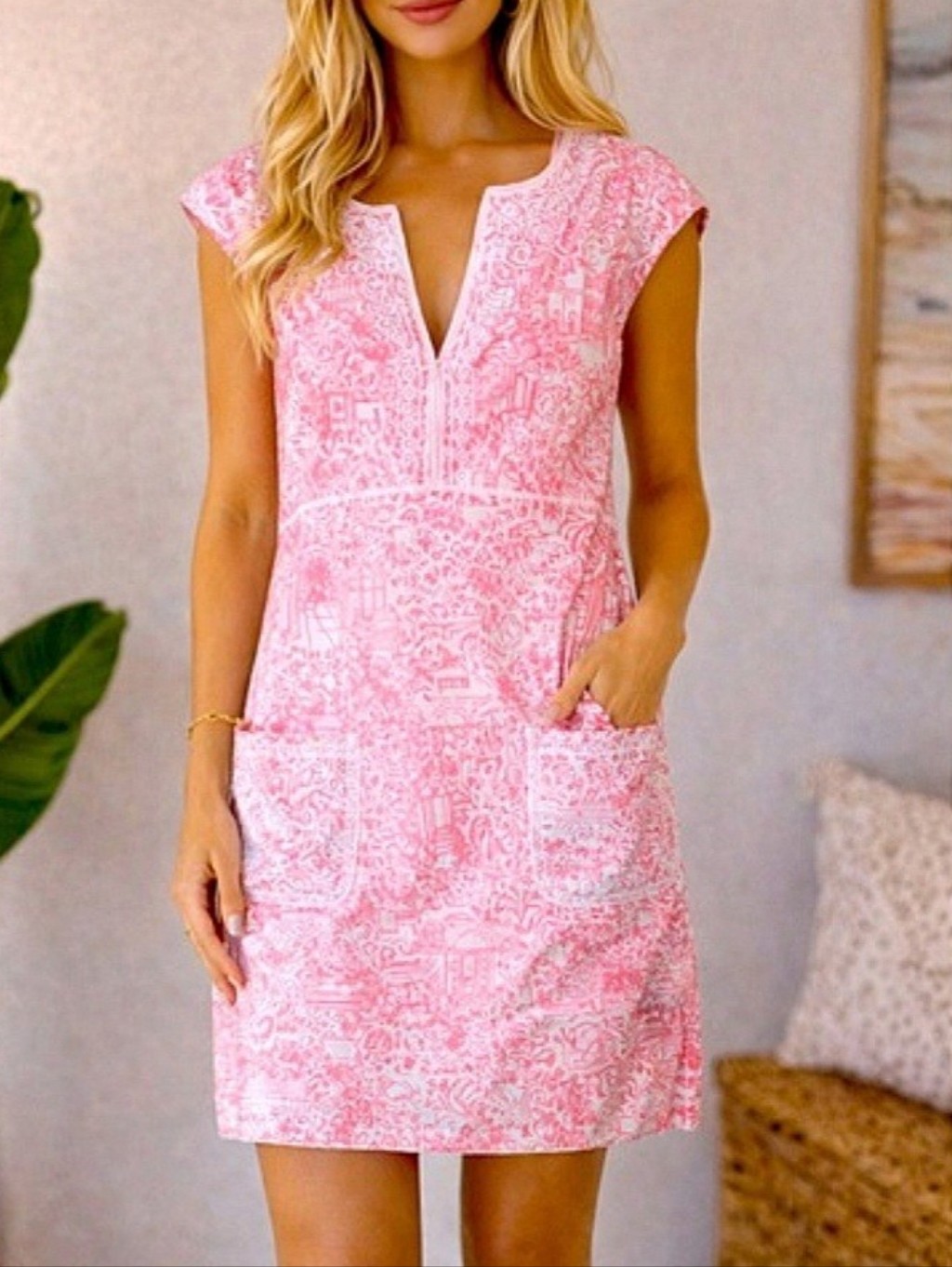 Lilly Pulitzer Jubilee Limited Edition Tori Printed Poplin Flamingo Pink Dress